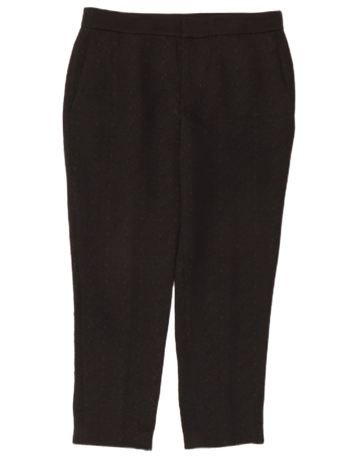 Zara Womens Slim Cropped Trousers Medium W28 L25 Black Spotted Polyester