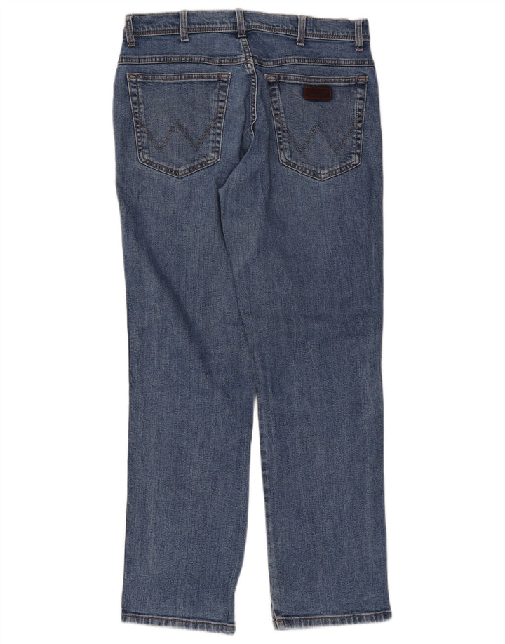Wrangler Mens Regular Fit Straight Jeans W34 L32 Blue Cotton