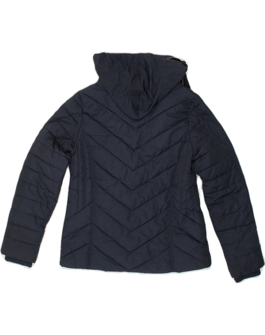 OASIS Womens Hooded Padded Jacket UK 14 Medium Navy Blue Polyester Vintage Second Hand Clothing Online Messina Hembry