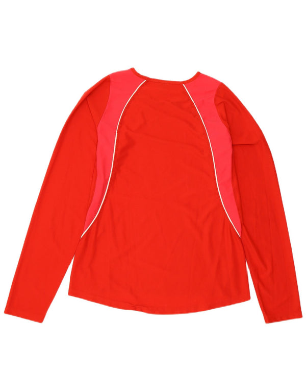 ASICS Womens Top Long Sleeve UK 10 Small Red Colourblock Polyester