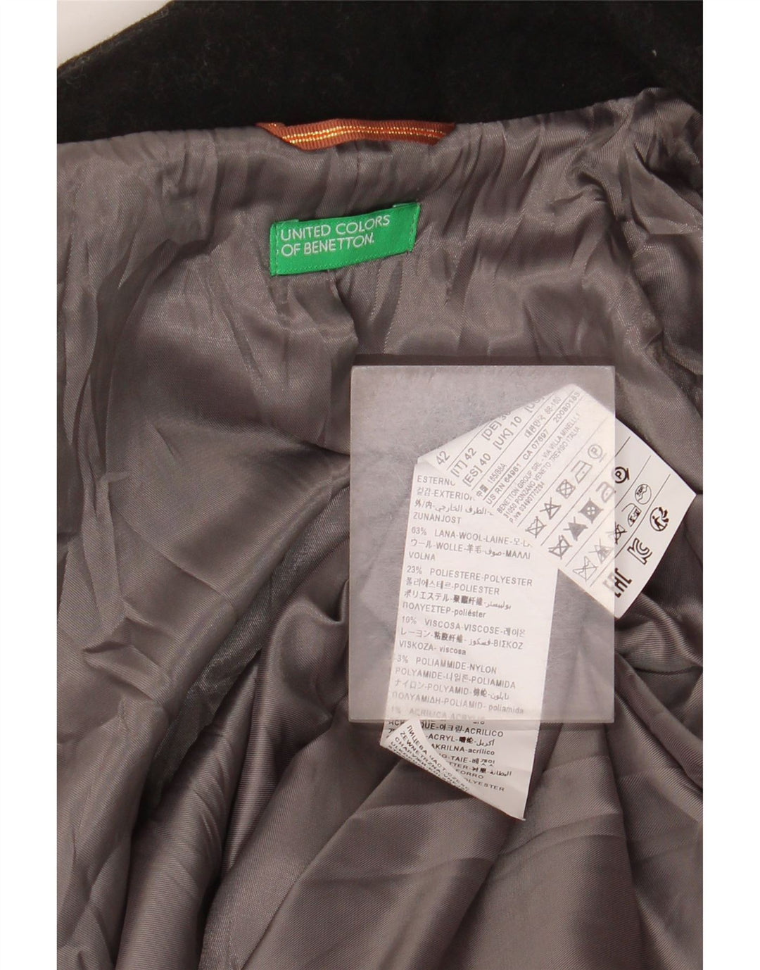 Benetton Womens Oversized Overcoat UK 10 Small Black Wool