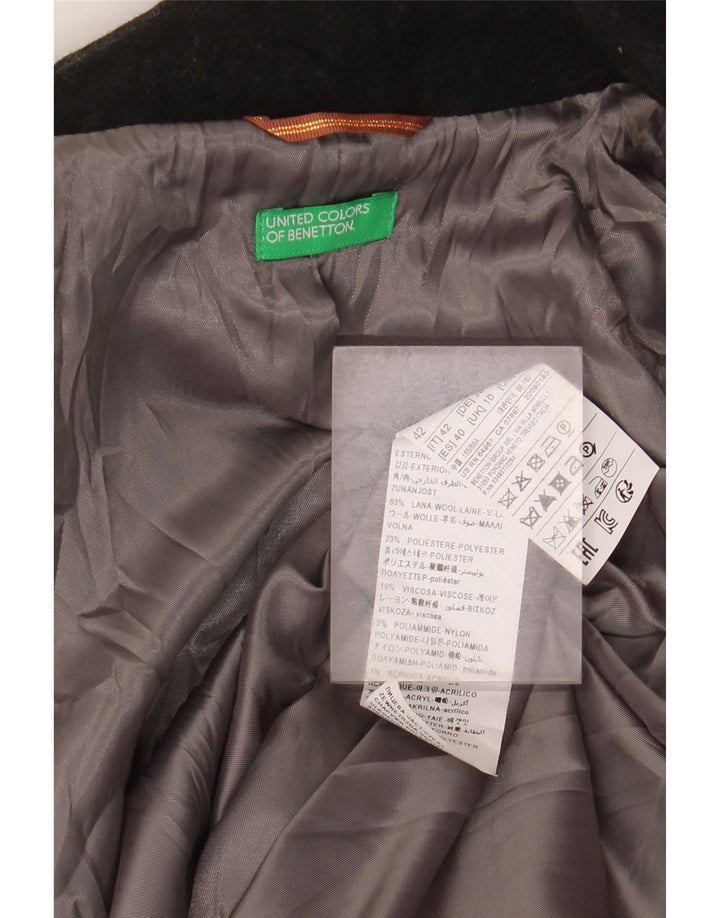 Benetton Womens Oversized Overcoat UK 10 Small Black Wool
