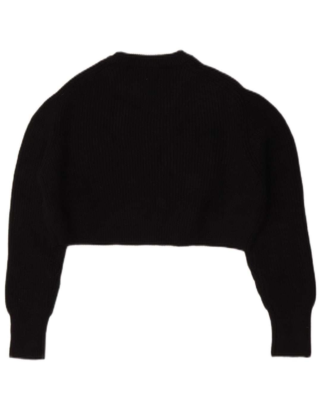 Zara Womens Oversized Crop Crew Neck Jumper Sweater UK 10 Small Black