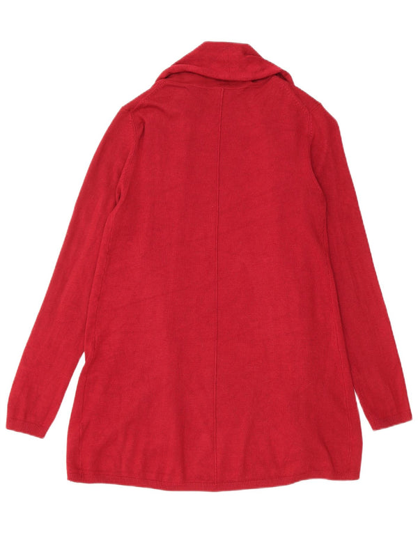 Zara Womens Longline Open Cardigan Sweater UK 10 Small Burgundy