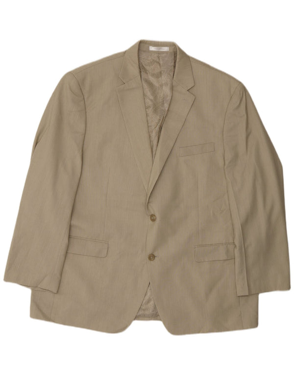 Chaps Mens 2 Button Blazer Jacket UK 48 4XL Beige Polyester