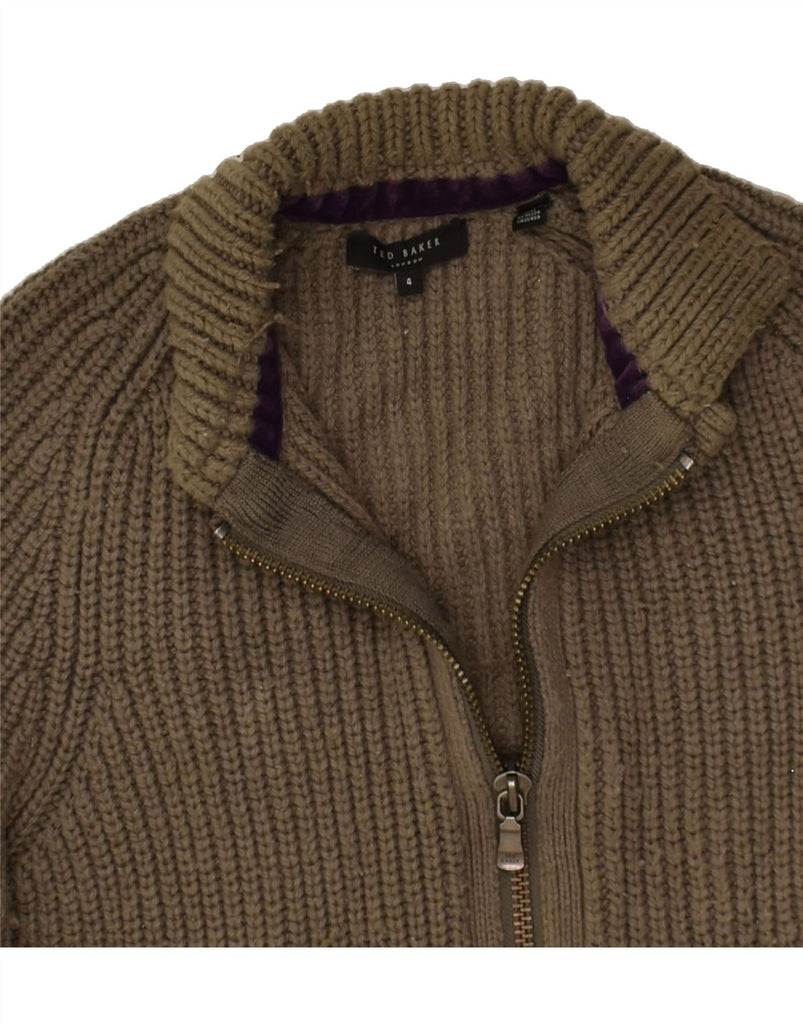 TED BAKER Mens Cardigan Sweater Size 4 Large Brown Lambswool | Vintage Ted Baker | Thrift | Second-Hand Ted Baker | Used Clothing | Messina Hembry 