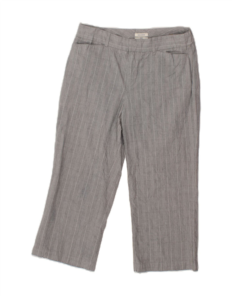 DOCKERS Womens Straight Capri Trousers US 8 Medium W32 L22 Grey Check Vintage Dockers and Second-Hand Dockers from Messina Hembry 