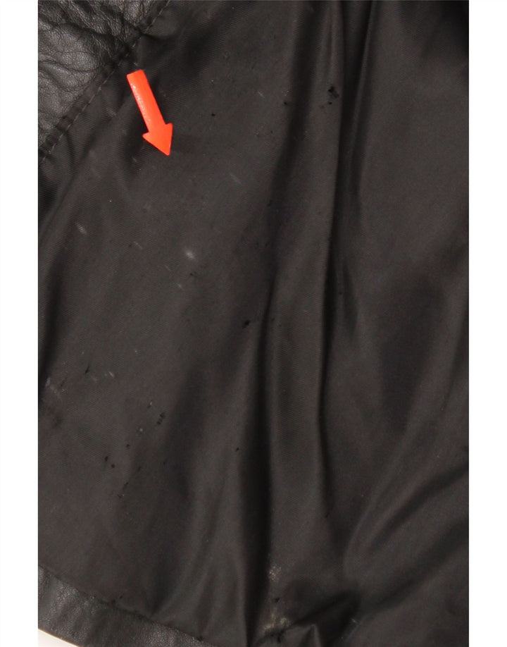Vintage Mens Leather Coat UK 38 Medium Black Leather