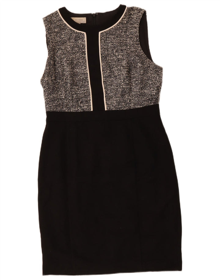 Hobbs Womens Sleeveless Sheath Dress UK 12 Medium Black Flecked Polyester