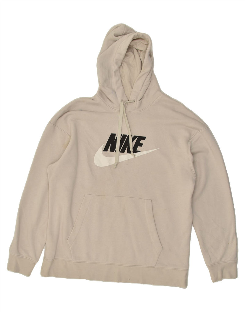 NIKE Mens Graphic Hoodie Jumper Large Beige | Vintage Nike | Thrift | Second-Hand Nike | Used Clothing | Messina Hembry 