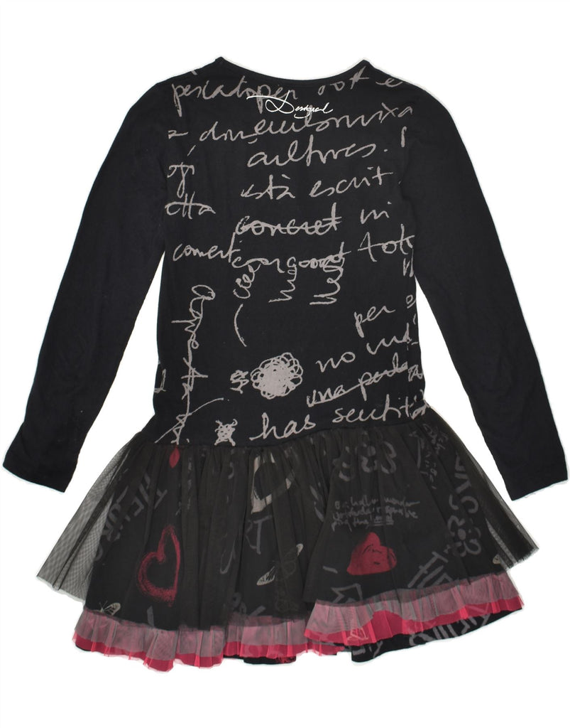 DESIGUAL Girls Graphic Long Sleeve Tutu Dress 9-10 Years Black | Vintage Desigual | Thrift | Second-Hand Desigual | Used Clothing | Messina Hembry 