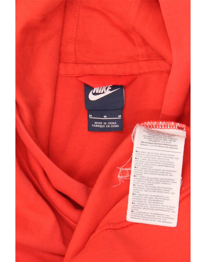 Nike Mens Hoodie Jumper Medium Red Cotton