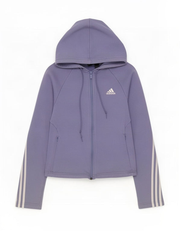 Adidas Womens Zip Hoodie Sweater UK 8/10 Small Purple Cotton
