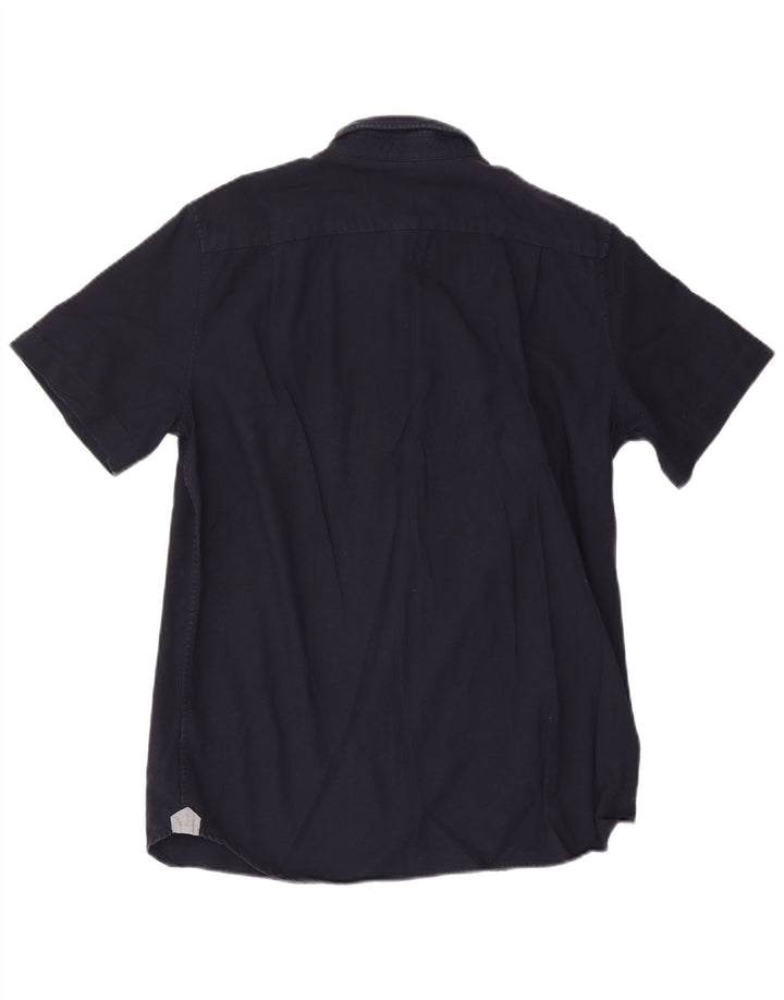 Lacoste Mens Short Sleeve Regular Fit Shirt Medium Navy Blue Cotton