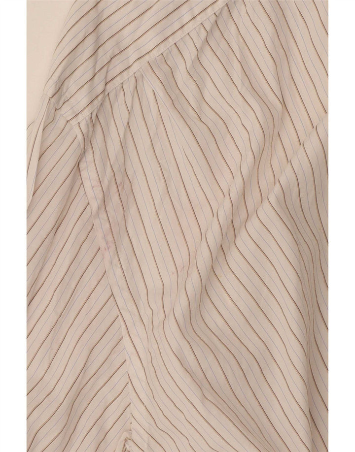 Massimo Dutti Mens Shirt Size 40 15 1/2 Medium White Striped