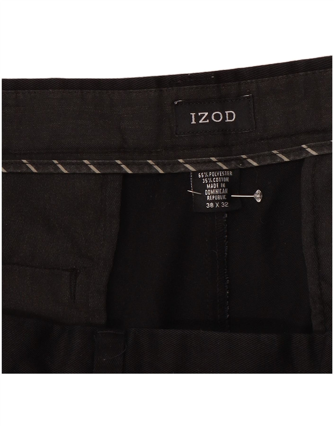 Izod Mens Pegged Chino Trousers W38 L31 Black Polyester