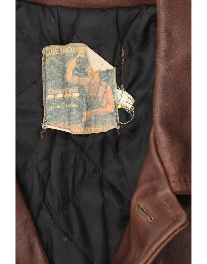VINTAGE Mens Leather Jacket UK 38 Medium Brown Leather