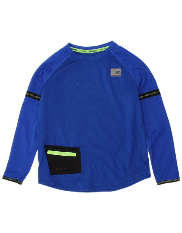 Russell Athletic Boys Top Long Sleeve 6-7 Years Small Blue Polyester