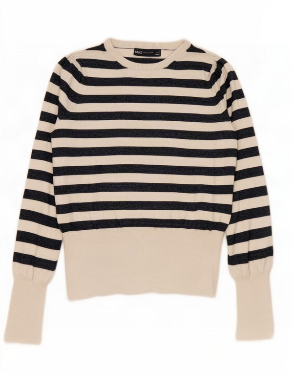 Marks & Spencer Womens Boat Neck Jumper Sweater UK 10 Small Off White