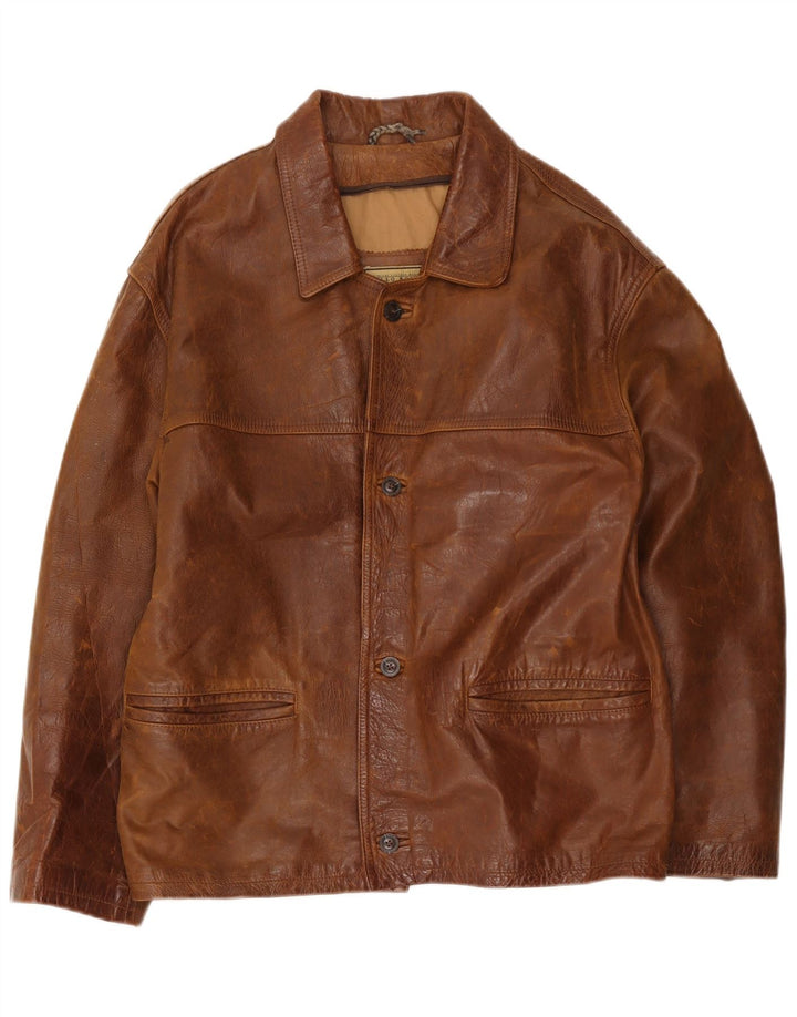 Bello Boys Mens Leather Jacket UK 42 XL Brown
