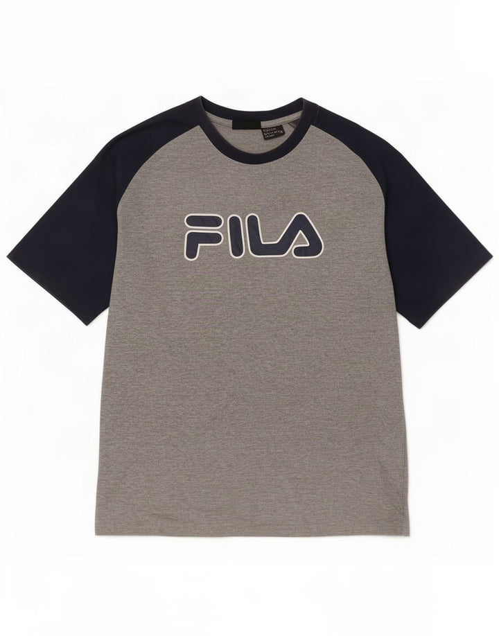 Fila Mens Graphic T-Shirt Top Small Grey Colourblock