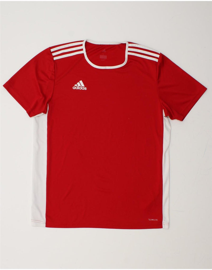 ADIDAS Mens Climalite T-Shirt Top Large Red Colourblock Polyester Vintage Adidas and Second-Hand Adidas from Messina Hembry 