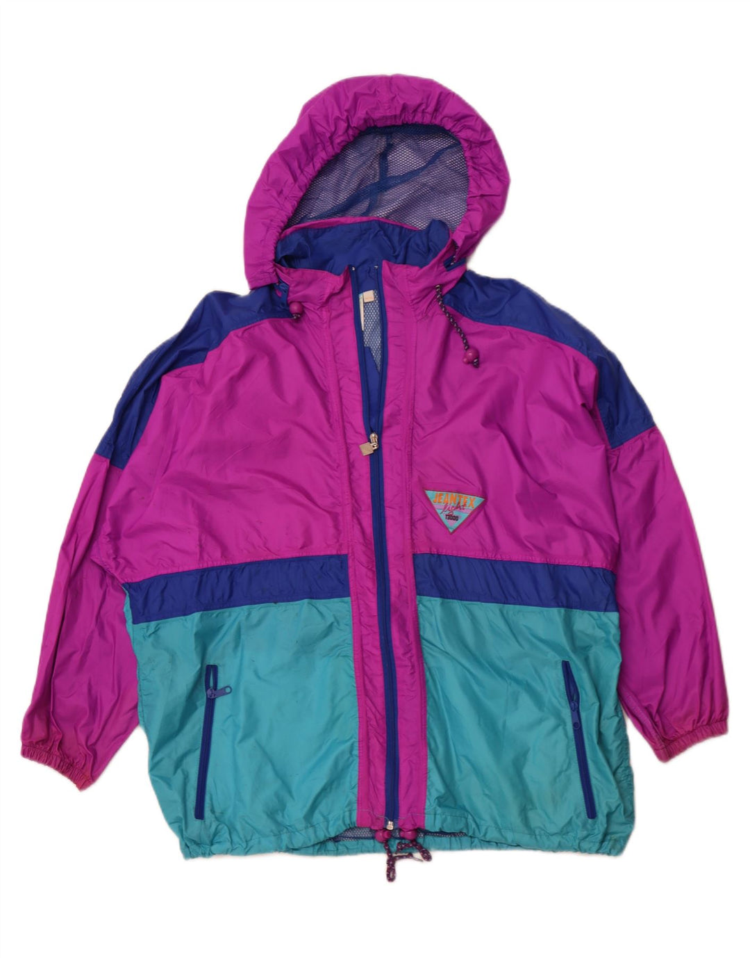 J JEANTEX Womens Hooded Rain Jacket UK 44/46 2XL Purple Colourblock