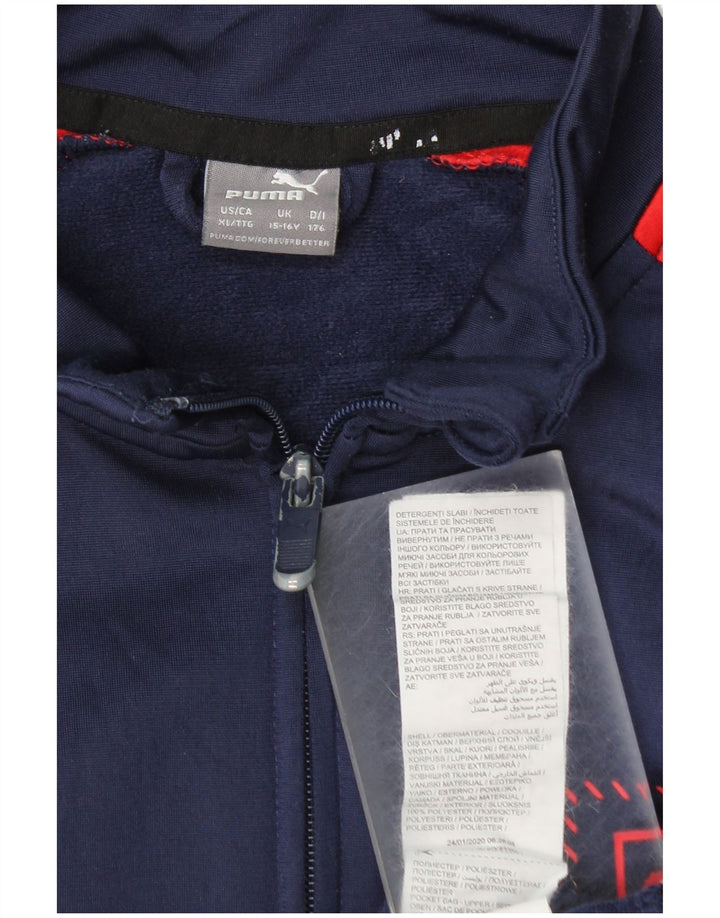 Puma Boys Graphic Tracksuit Top Jacket 15-16 Years Navy Blue Colourblock