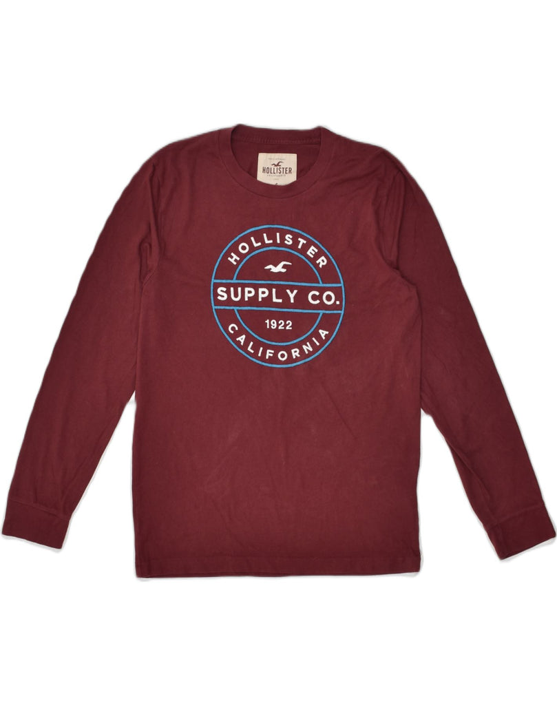 HOLLISTER Mens Graphic Top Long Sleeve Small Maroon Cotton | Vintage Hollister | Thrift | Second-Hand Hollister | Used Clothing | Messina Hembry 