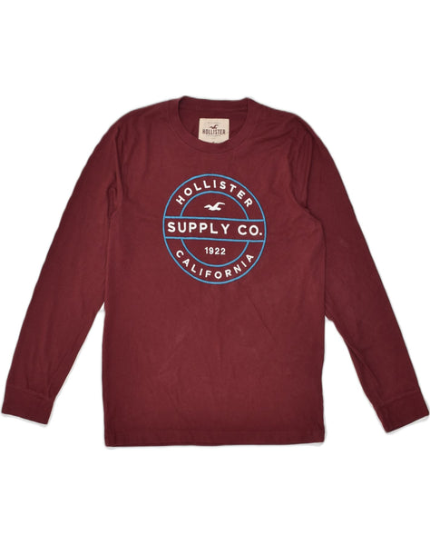 HOLLISTER Mens Graphic Top Long Sleeve Small Maroon Cotton, Vintage &  Second-Hand Clothing Online