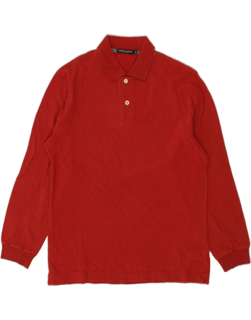 MARINA YACHTING Mens Long Sleeve Polo Shirt Medium Red Cotton | Vintage Marina Yachting | Thrift | Second-Hand Marina Yachting | Used Clothing | Messina Hembry 