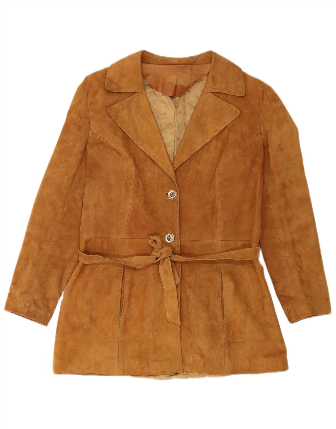 Grand Ford Womens 3 Button Suede Blazer Jacket IT 46 Large Beige