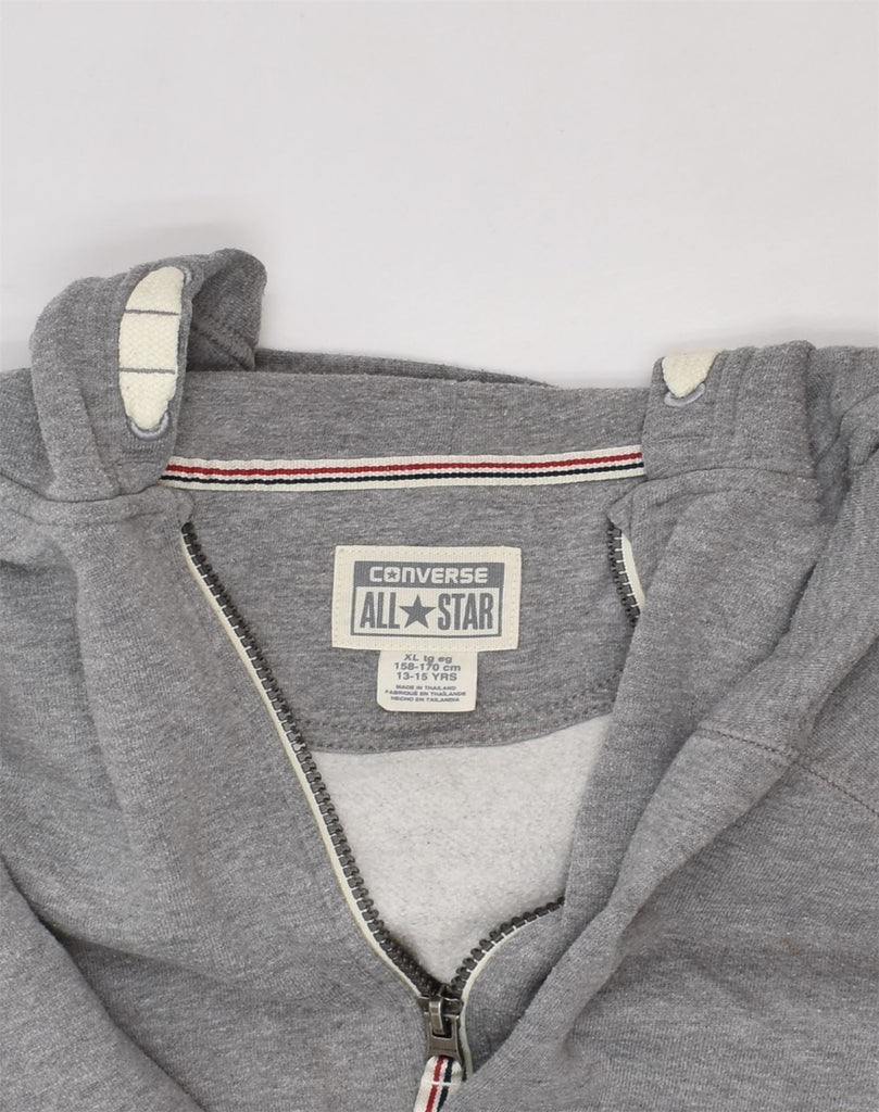 CONVERSE Boys Zip Hoodie Sweater 13-14 Years XL Grey Cotton | Vintage Converse | Thrift | Second-Hand Converse | Used Clothing | Messina Hembry 