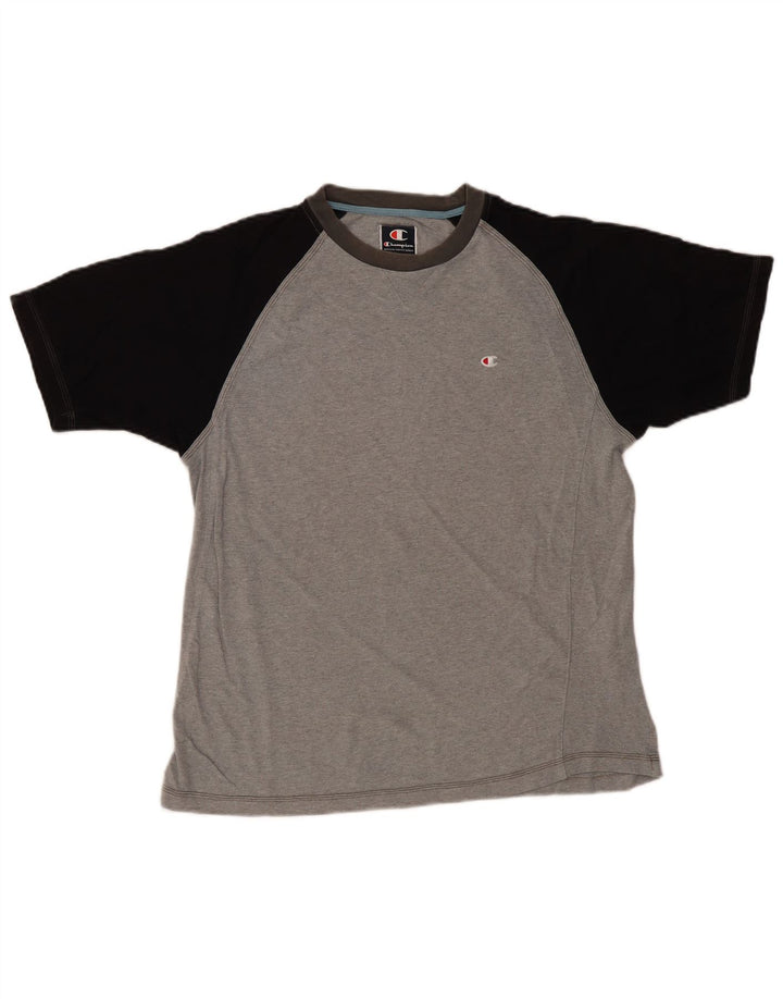 Champion Mens T-Shirt Top XL Grey Colourblock Cotton