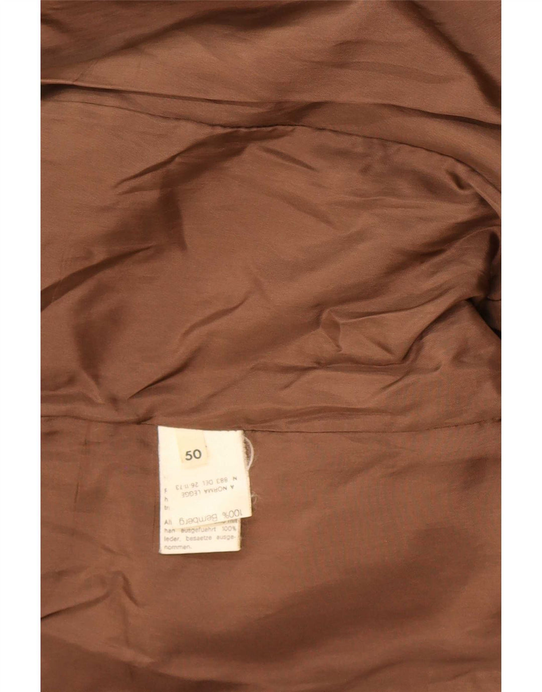 Vintage Mens Double Breasted Military Leather Coat IT 50 Large Brown