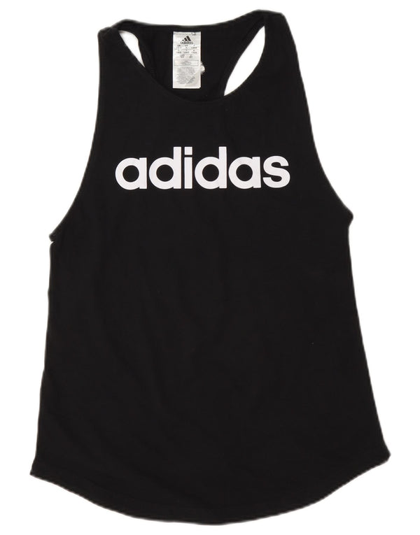 Adidas Womens Graphic Vest Top UK 8/10 Small Black Cotton
