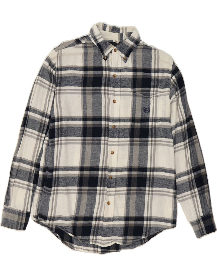 CHAPS Mens Flannel Shirt Small White Check Cotton Vintage Chaps and Second-Hand Chaps from Messina Hembry 