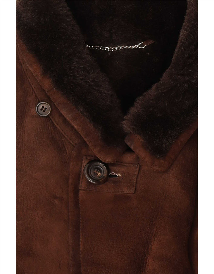 Mabrun Mens Shearling Jacket IT 56 3XL Brown