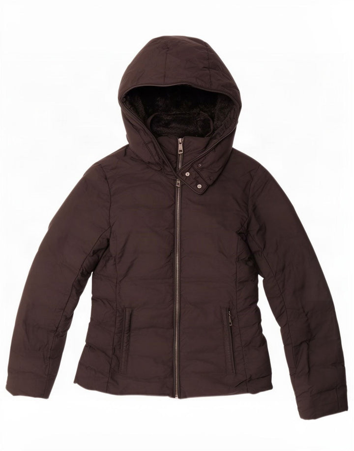 Zara Womens Hooded Padded Jacket UK 6 XS Black Polyester
