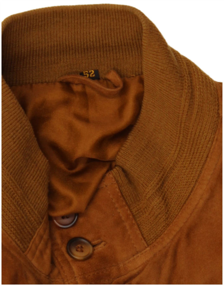 VINTAGE Mens Suede Bomber Jacket IT 52 XL Brown