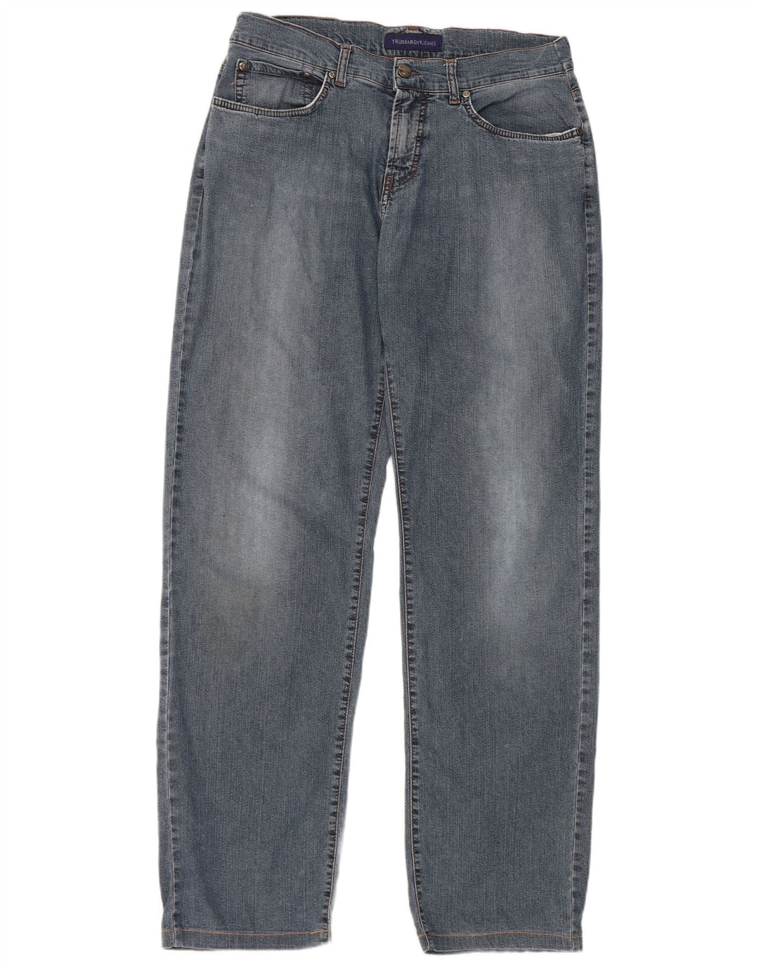 Trussardi Mens Straight Jeans W34 L32 Blue Cotton
