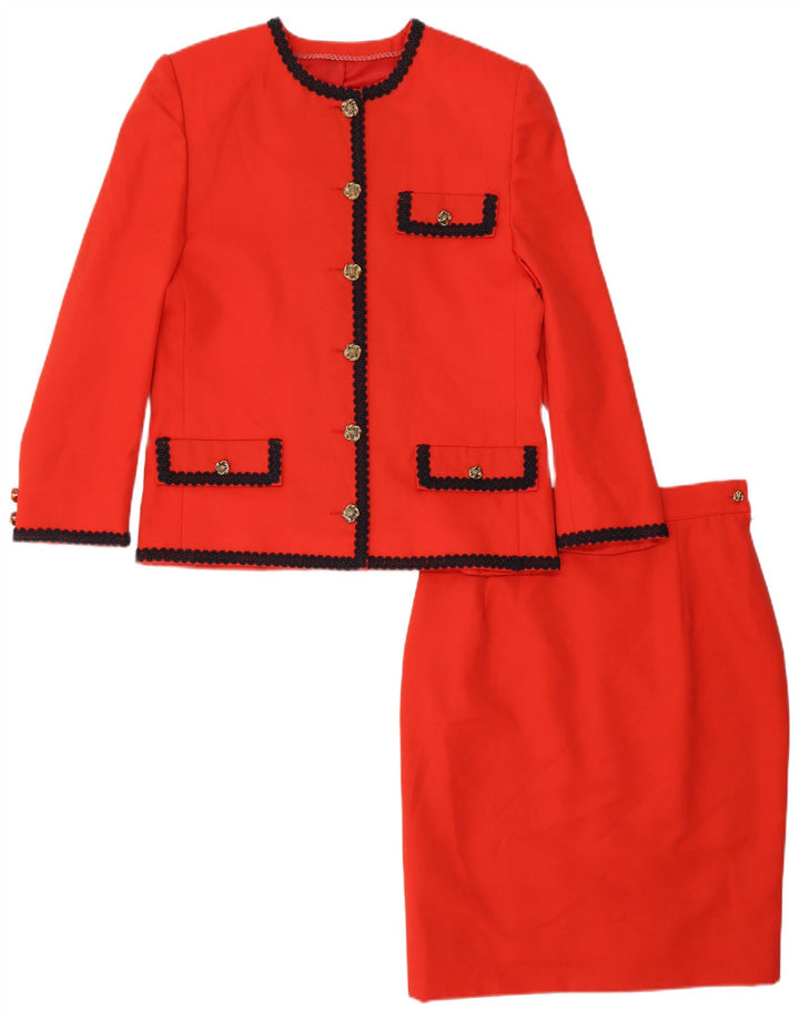 Vintage Womens 6 Button 2 Piece Skirt Set UK 12 Medium W28  Red