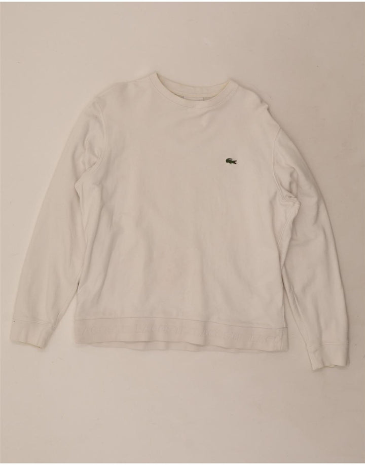 LACOSTE Mens Sweatshirt Jumper Size 6 XL White Cotton