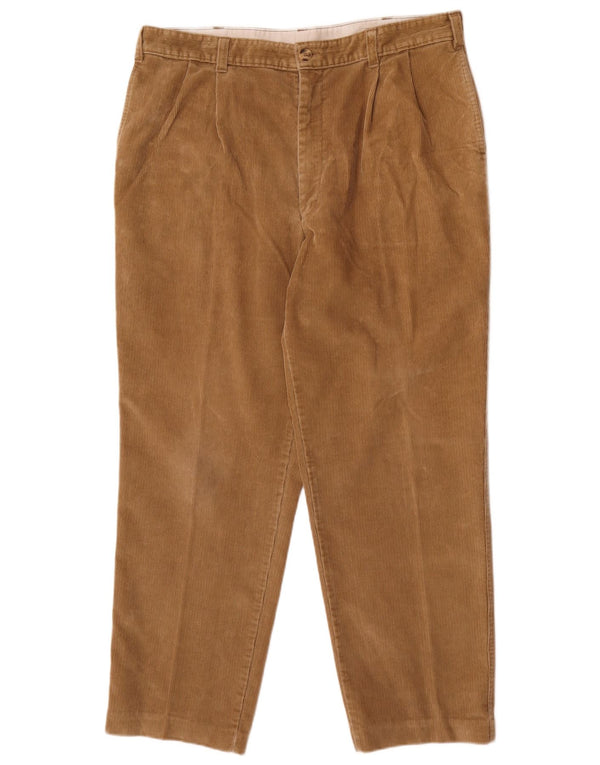 Marks & Spencer Mens Pegged Corduroy Trousers W38 L29 Brown Cotton