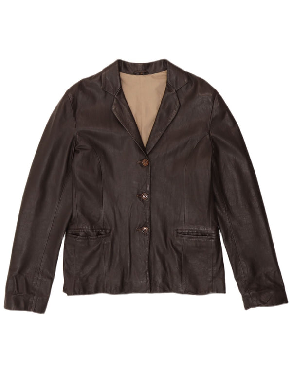 Vintage Womens 3 Button Leather Blazer Jacket EU 38 Medium Brown Leather