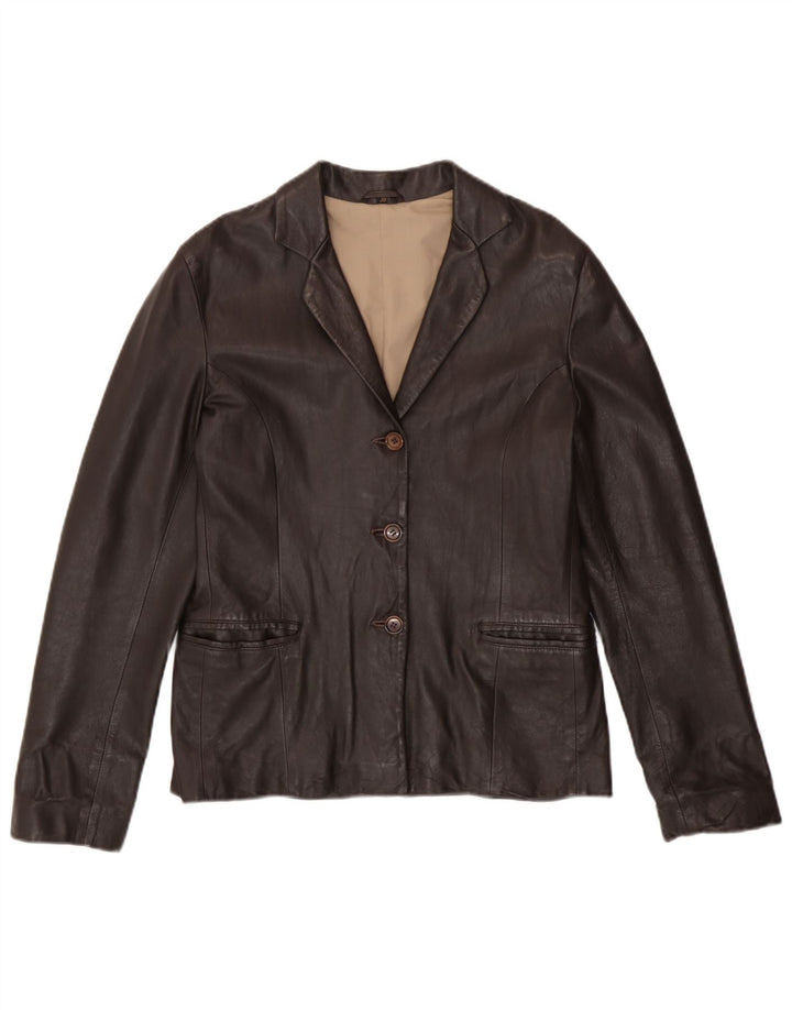 Vintage Womens 3 Button Leather Blazer Jacket EU 38 Medium Brown Leather