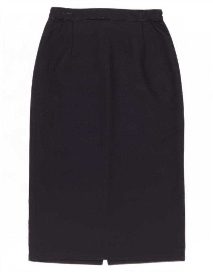 Vintage Womens Pencil Skirt UK 12 Medium W28 Navy Blue Polyester