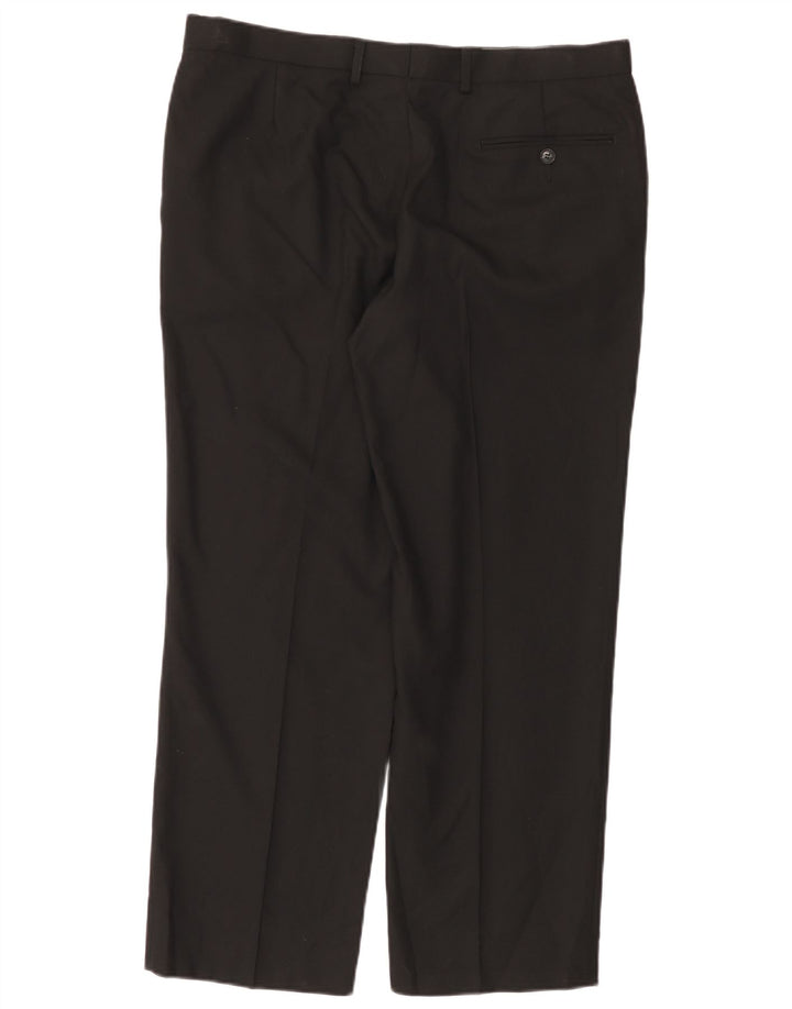 Marks & Spencer Womens Straight Regular Suit Trousers W36 L29 Black Wool