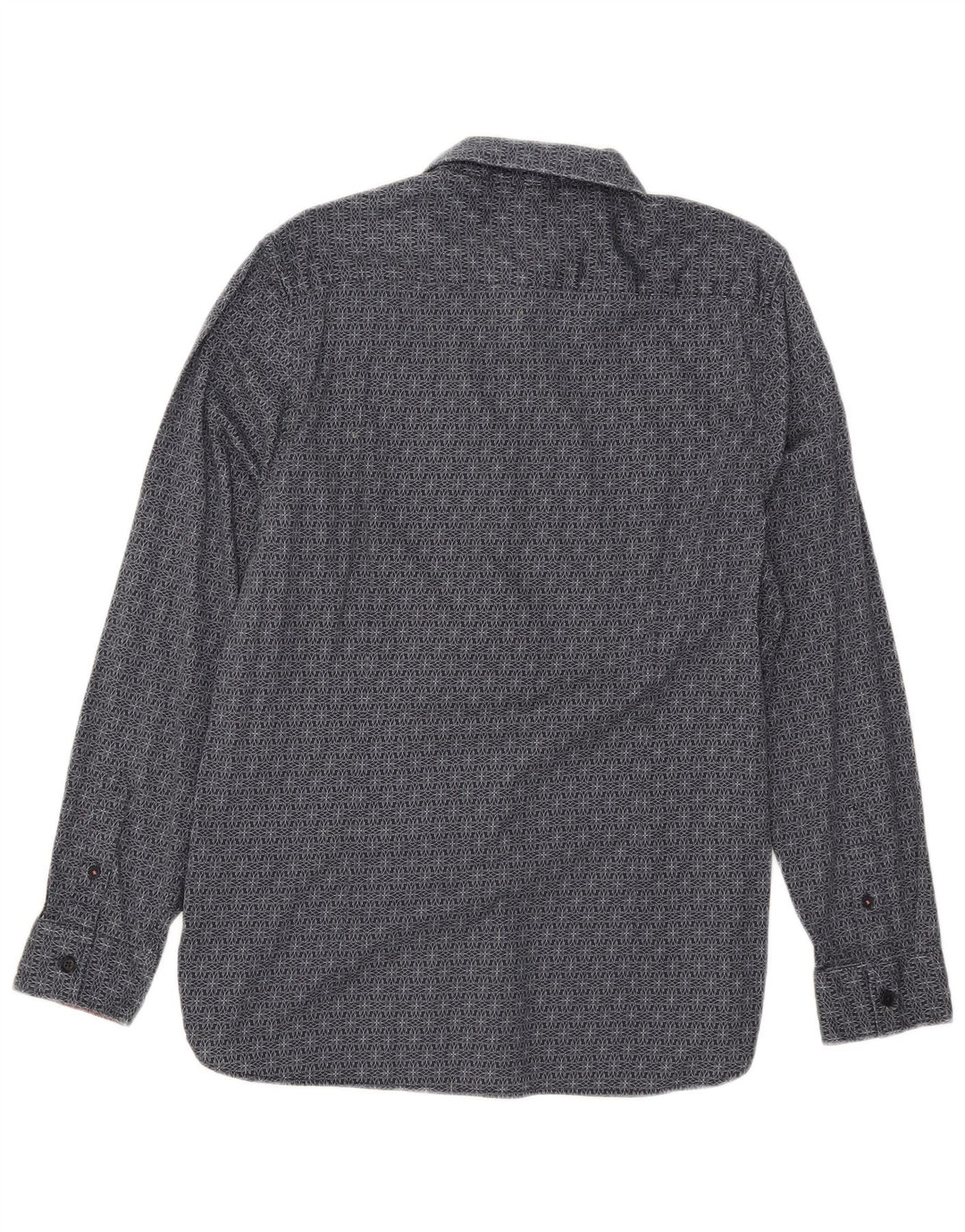 Ted Baker Mens Slim Fit Shirt Size 4 Large Navy Blue Geometric Cotton