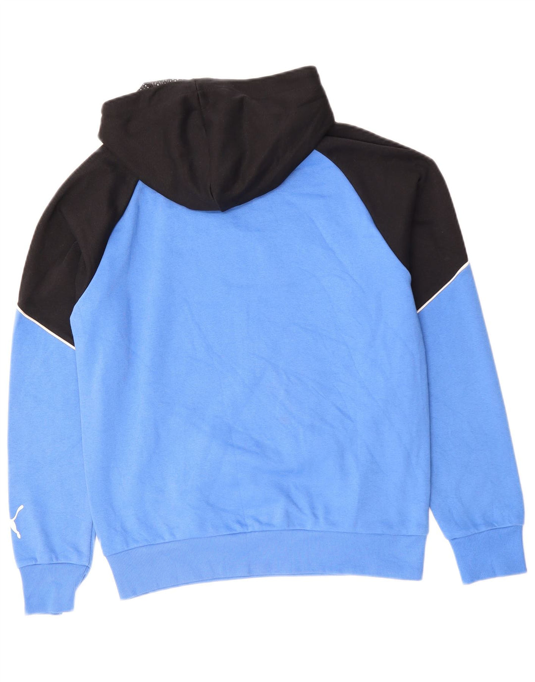 PUMA Mens Graphic Hoodie Jumper Small Blue Colourblock